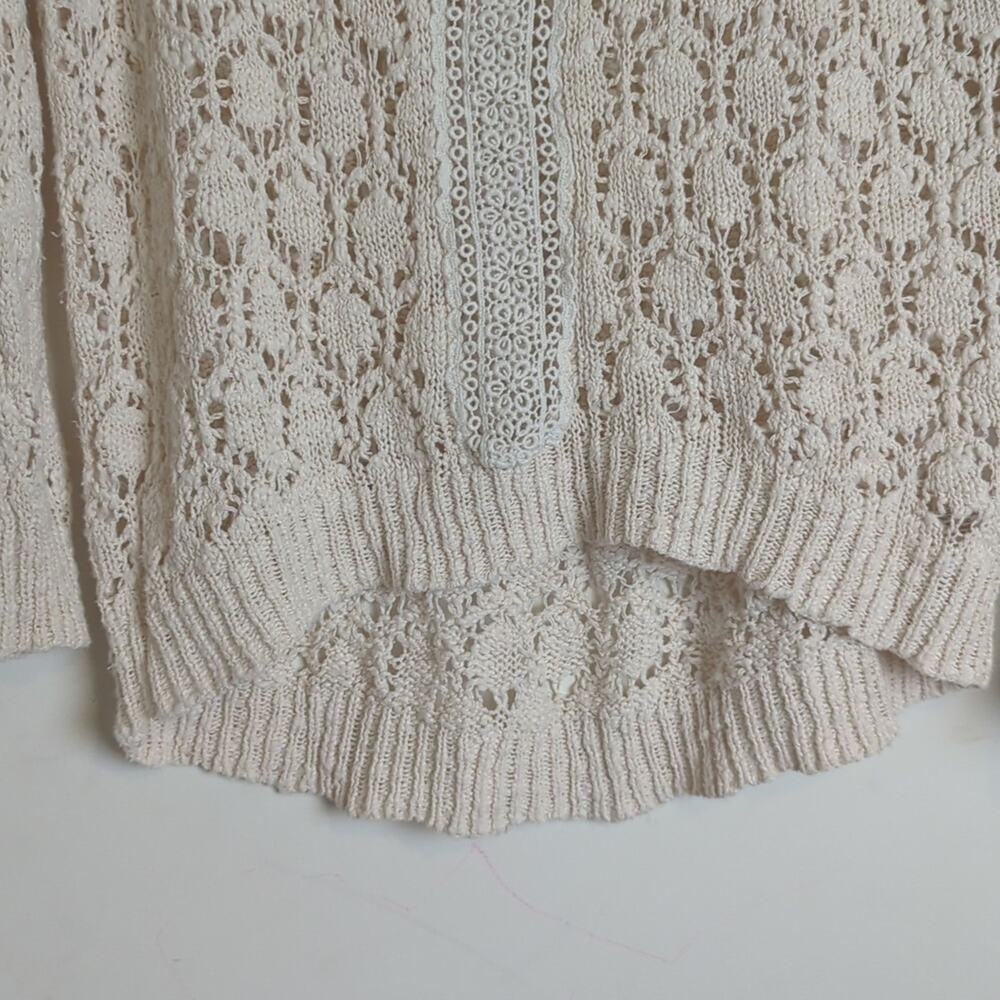 Cottagecore Embroidered Open Knit Sweater 100% Cotton Women's Medium - Picture 6 of 11